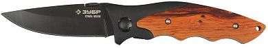 Нож ЗУБР "ПРЕМИУМ" СТРЕЛЕЦ складной универсальный, металлическая рукоятка с деревянными вставками, 1