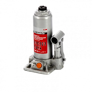 Домкрат гидравлический бутылочный, 4т, h подъема 194–372мм (50763) MATRIX