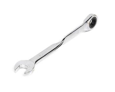 Ключ комбинированный с трещ., удлиненный, 15х15мм, с изог/рук., хром.покр. (121241) HORTZ