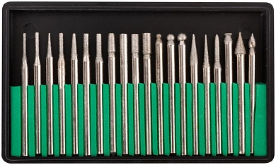 Шарошки, усиленная сталь с алмазным напылением, штифт диам. 3 мм, 20 шт. (F_36483) КУРС