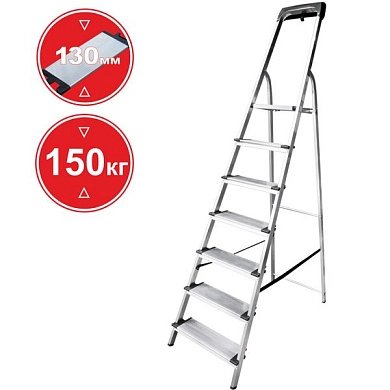 Лестница-стремянка алюм. одностор., серия NV1118 (8 ступ. 170/248 см, 7.8 кг) (1118108) Новая высота