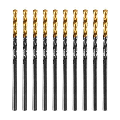 Сверло по металлу 2,5 мм, HSS-TiN, Golden Tip, 10 шт. (717204) DENZEL