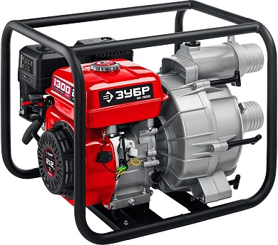 Мотопомпа бензиновая, для грязной воды МПГ-1300 (5.15 кВт, 1300 л/мин, патрубки 80 мм, кор.) ЗУБР