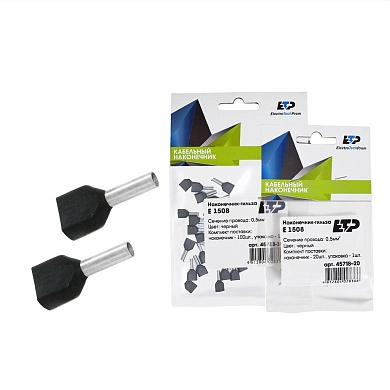 Наконечник штыревой втулочный изолированный НШвИ(2) 1508 2х1,5мм2 (уп/100шт) 45718-100 ETP