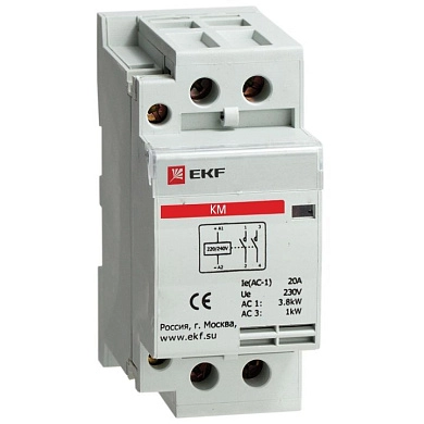 Контактор двухмодульный КМ (230/400В 40А 2NO  IP20) km-2-40-20 ЭКФ