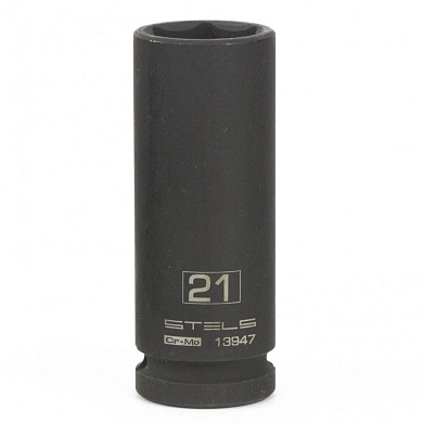 Головка ударная удлиненная шестигранная, 21 мм, 1/2", CrMo (13947) STELS