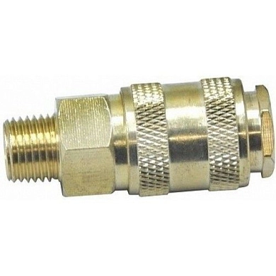 Соединение быстросъемное с клапаном наружная резьба 3/8" (латунь)(HD-1151B) H-D