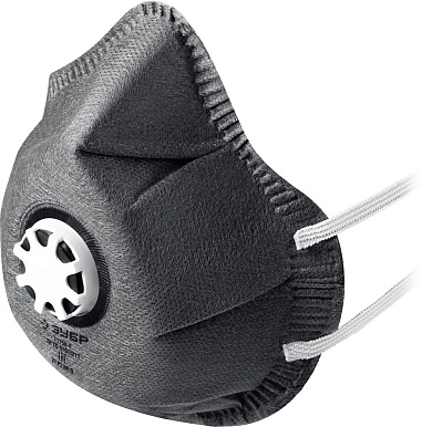 Полумаска фильтрующ,с клапаном выдоха коническ,с угольн слоем,класс защиты FFP2,ФГ-95 (11168-2) ЗУБР