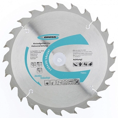 Диск пильный 165х16/20х24T по дереву (73311) GROSS