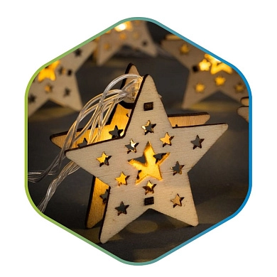 Гирлянда светодиодная (IP20 2хАА 1м Звезды теплый белый) LKS3008 ETP