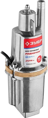 Насос "Родничок" вибрационный, ЗУБР ЗНВП-300-10_М2, шнур 10м, 225Вт, 24л/мин, напор 60м, погружной,