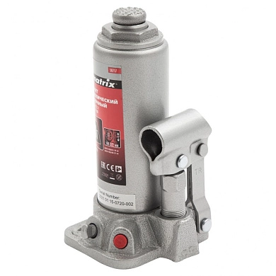 Домкрат гидравлический бутылочный, 3т, h подъема 194–372мм (50717) MATRIX