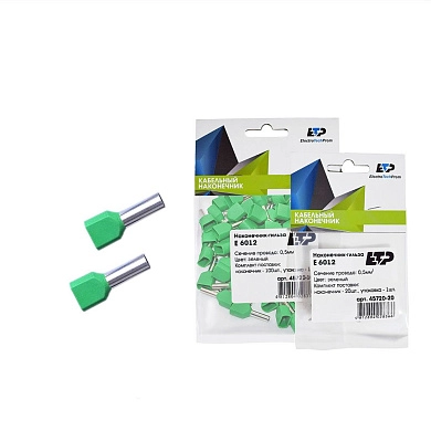 Наконечник штыревой втулочный изолированный НШвИ(2) 6012 2х6мм2 (уп/100шт) 45720-100 ETP