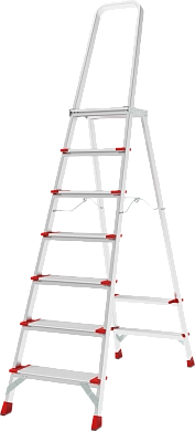 Лестница-стремянка алюм. с дугой и складн. площадкой NV3137 (7 ступ. 153/222см, 9.4кг) Новая высота