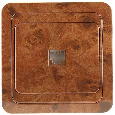 Розетка "ГАММА" телефонная, одинарная, цвет орех (SV-54117-N) СВЕТОЗАР