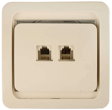 Розетка "ГАММА" телефонная двойная, цвет бежевый (SV-54118-B) СВЕТОЗАР