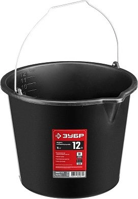 Ведро строительное пластмассовое, высокопрочное, с носиком, 12л (06093-12_z02) ЗУБР