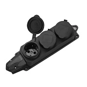 Розетка переносная трехместная с крышками (230В 16A IP44 каучук) 77608 ETP