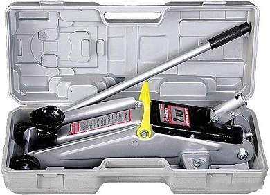 Домкрат гидравлический подкатной, 2т, h подъема 135–385мм, в пласт. кейсе (51028) MATRIX