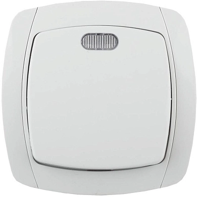 Выключатель "CITY LIGHT" одноклавишный в сборе, с подсветкой, белый, 10А/~250В (SV-54231-W) СВЕТОЗАР