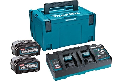 Аккумулятор 40В XGT 2х4.0 А/ч Li-Ion BL4040 + ЗУ DC40RB, кейс MAKPAC тип 3 (191U04-0) MAKITA