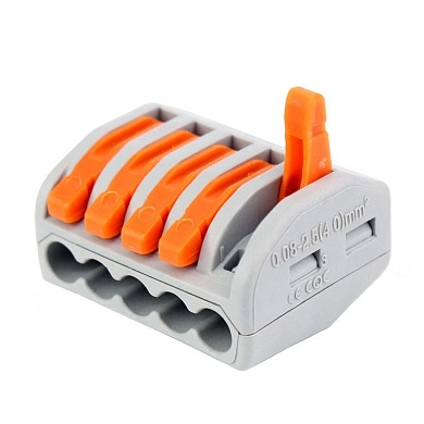 Клемма монтажная СМК 415 с рычагом (400В 32А 5 гнезда 0,08-2.5мм2 серый) 10 шт./уп 40415 ETP