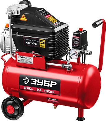 Компрессор воздушный КПМ-240-24 (1500 Вт, 240 л/мин, 24 л, кор.) ЗУБР