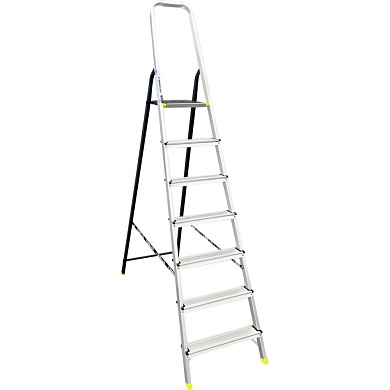 Лестница-стремянка алюм. одностор. усиленная АМS (7 ступ. 145/223см, 6.0кг) АЛЮМЕТ