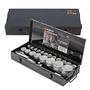 Набор головок с трещоткой и удлинителями (3/4") 17-50мм, 26пр., мет.кейс (F-68263-5) Forsage