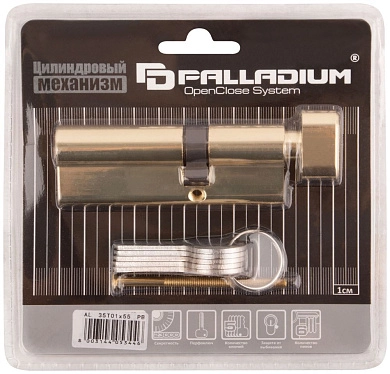 Механизм цилиндровый асимметричный, 90 мм, ключ-завертка, латунь (F_67248) PALLADIUM