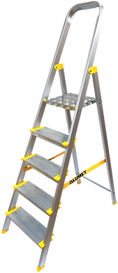 Лестница-стремянка алюм. одностор. профес. с анодир. покрытием АS (5 ступ. 103/175см, 5.2кг) АЛЮМЕТ