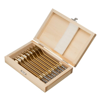 Набор сверл перовых по дереву, 10-12-14-16-18-20-22-25 мм, 8 шт., дерев. кейс (70441) MATRIX