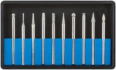 Шарошки, усиленная сталь с алмазным напылением, штифт диам. 3 мм, 10 шт. (F_36479М) MOS