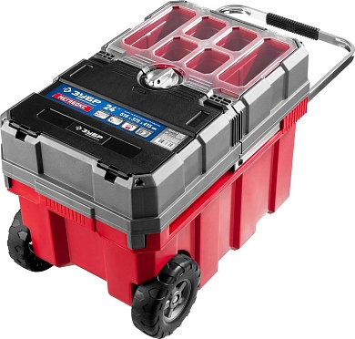 Ящик-тележка для инструмента "МЕГА БОКС" пластиковый, 24", Профессионал (38133-24) ЗУБР