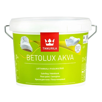 Краска акрилатная TIKKURILA BETOLUX AKVA, белая, БАЗА А 9.0 л