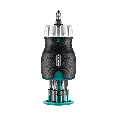 Набор: реверсивная отвертка с битами 6 шт, EXTREM Kompakt (25877) KRAFTOOL