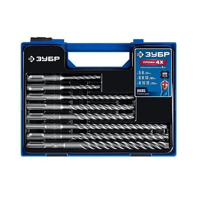 Набор сверл SDS-plus, 8шт., квадро: 5,6х110; 6,8,10х160; 8,10,12х210мм "ПРОФИ-4Х" (29313-H8-1) ЗУБР