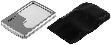 Лупа ЗУБР "МАСТЕР" карманная, светодиодная подсветка, 3-х/6-х кратное увеличение, размер линзы 45х45