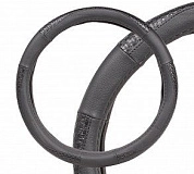 Оплетка на руль, искусственная кожа с тиснением, черная, 38 см / M AIRLINE
