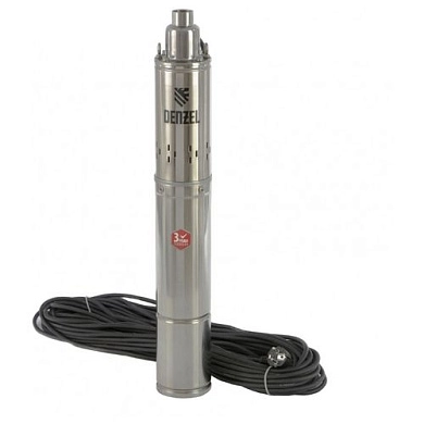 Насос скважинный DWS-4-150, винтовой, диаметр 4", 1300 Вт, 2000 л/ч, напор 150 м Denzel