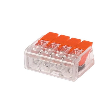 Клемма монтажная СМК 221-414 (400В 32А 4 гнезда 0,08-4мм2 оранжевый) 10 шт./уп 404178 ETP