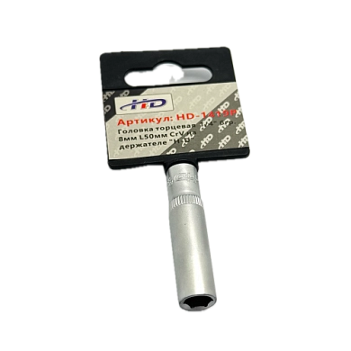 Головка торцевая 1/4" 6гр. 8мм L50мм CrV на держателе (HD-1419P) H-D