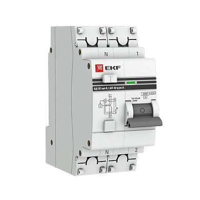 Автомат дифференциальный АД-32 (230/400В 1Р+N 25А/30мА (С) 45кА) DA32-25-30-pro EKF PROxima