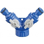 Разделитель для полива двухканальный с кранами и резьбой 3/4" (HD-G6208) H-D