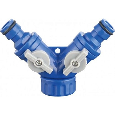 Разделитель для полива двухканальный с кранами и резьбой 3/4" (HD-G6208) H-D