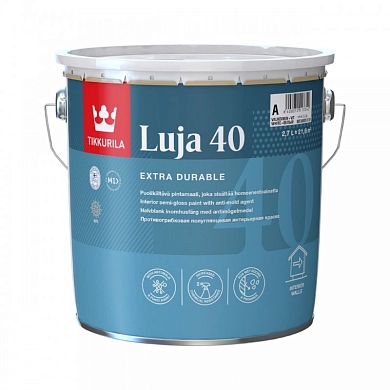 Краска акрилатная TIKKURILA LUJA 40 полуглянцевая, белая, БАЗА А 2.7 л