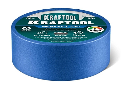Лента малярная бумажная 38мм/30м, для гладких и шероховатых поверхн., синяя (12101-38) KRAFTOOL