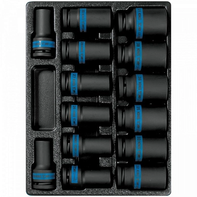 Набор головок ударн. глубоких 3/4" 19-41мм, 6гр. 14пр., в ложементе (9-6414MP) KING TONY