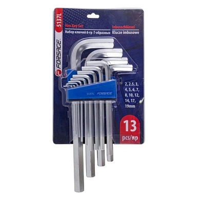 Набор ключей шестигр. 2-19мм, длинные, 13пр. (F-5137L) Forsage