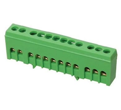 Шина PE земля в изолированном корпусе на DIN-рейку 6x9мм 12 отверстий ETP